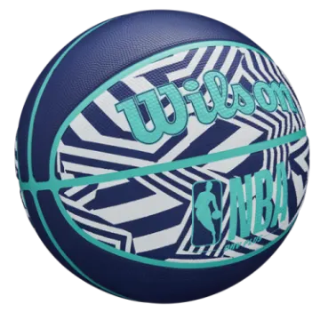 a blue and white basketball ball