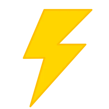 a yellow lightning bolt on a white background