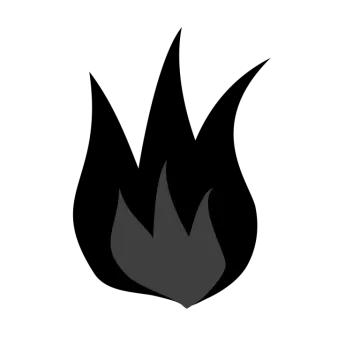 a black and white fire icon