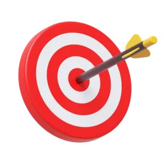 a red target with a yellow arrow in the center