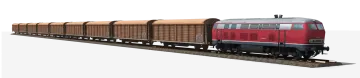 a red train car is on the tracks