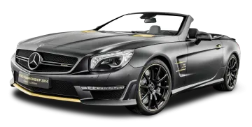 a black mercedes slr with gold accents
