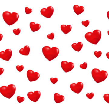 a lot of red hearts on a white background