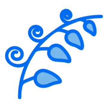 a blue branch with leaves on it