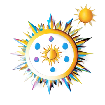 a sun with many colorful shapes around it