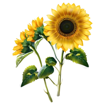 two sunflowers on a white background