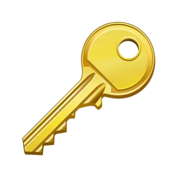 a golden key on a white background