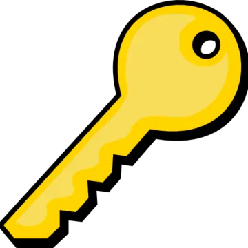 a yellow key on a white background