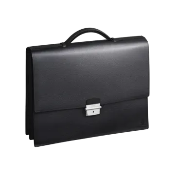a black briefcase on a white background