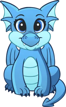 a blue cat with big eyes sitting down
