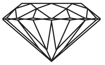 a black and white drawing of a diamond