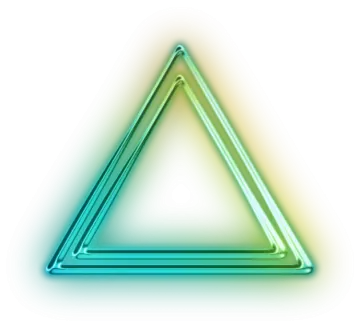 a green neon triangle on a white background