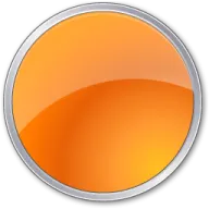 an orange button on a white background