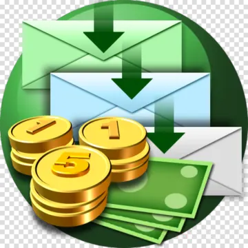 a green envelope with coins and an envelope