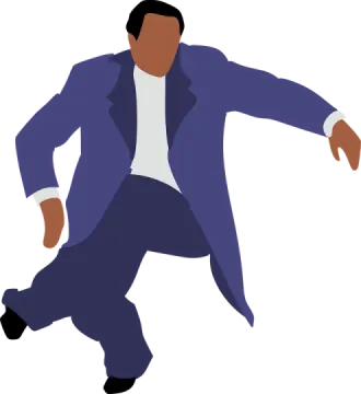 a man in a blue suit is dancing