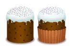 two cupcakes with frosting on them