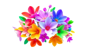 a bunch of colorful flowers on white background