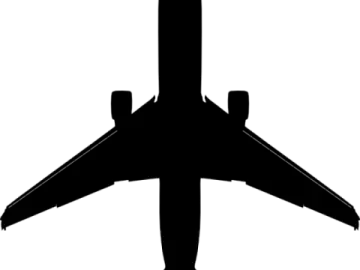 a black and white silhouette of an airplane