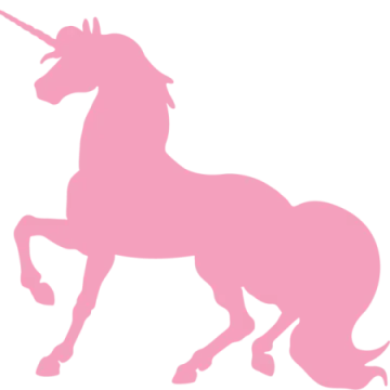 a pink unicorn silhouetted on a white background