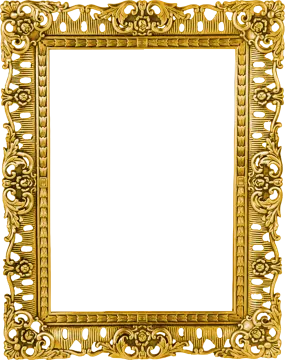 an ornate gold frame with a white background