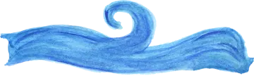 a watercolor drawing of a blue wave