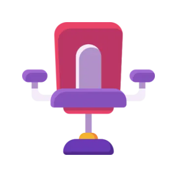 a red and purple office chair