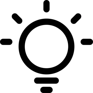 a black and white icon of a light bulb