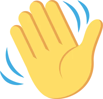 a yellow hand with blue waves on it