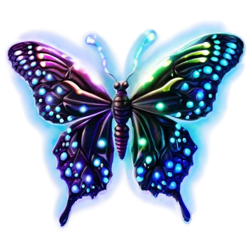 a butterfly with colorful lights on its wings
