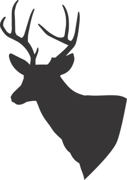a deer head silhouetted on a white background
