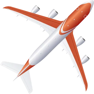 a red and white airplane on a white background