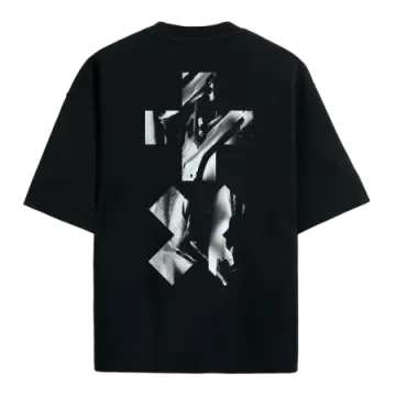 a black t - shirt with an image of a woman's face