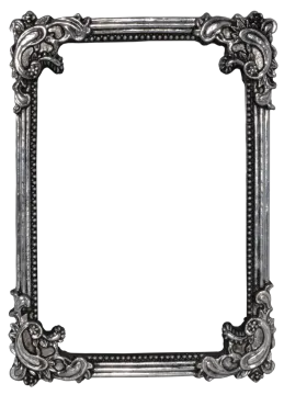 a silver frame on a white background