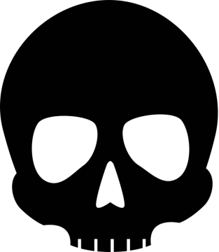 a black and white skull on a white background