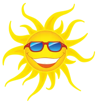 a smiling sun wearing sunglasses