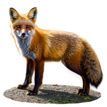 a red fox standing on top of a rock