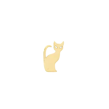 a gold cat charm on a white background