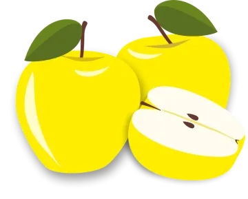 two yellow apples cut in half