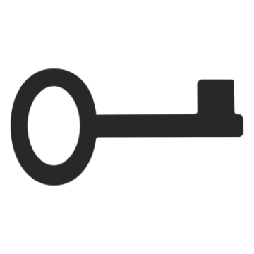 a black and white icon of a key