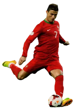 a man kicking a soccer ball in the air