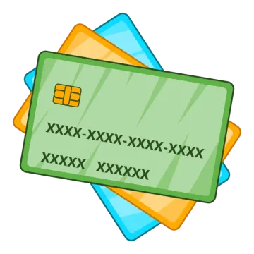 a credit card with four different colors