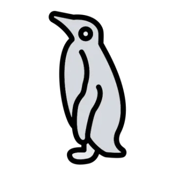 a black and white drawing of a penguin