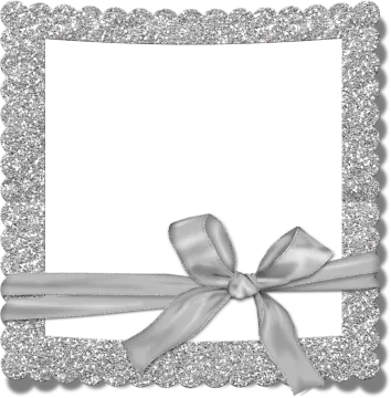 silver glitter frame with bow and ribbon