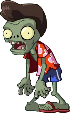 a cartoon zombie with a backpack on his back