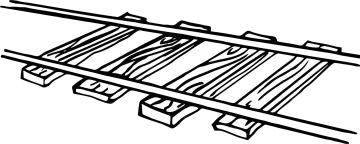 a black and white drawing of a train track