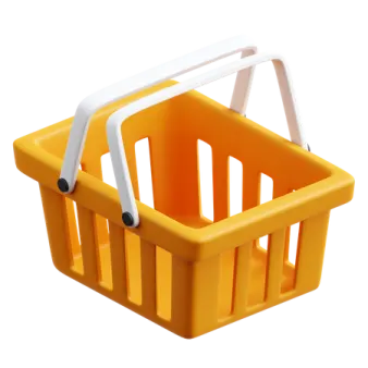 a yellow plastic basket with handles