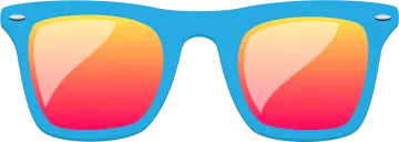 a pair of sunglasses with red and yellow lenses