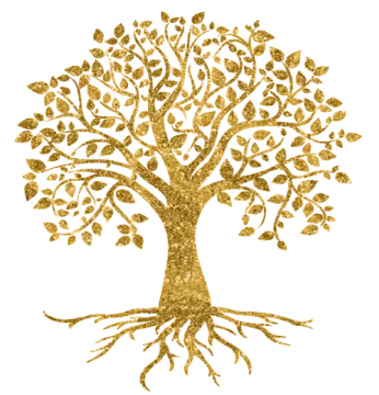 a gold tree with leaves on it