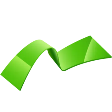 a green ribbon on a white background