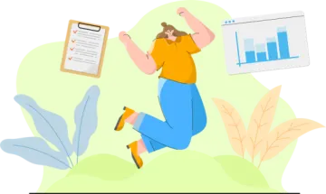 a woman running with a clipboard in her hand